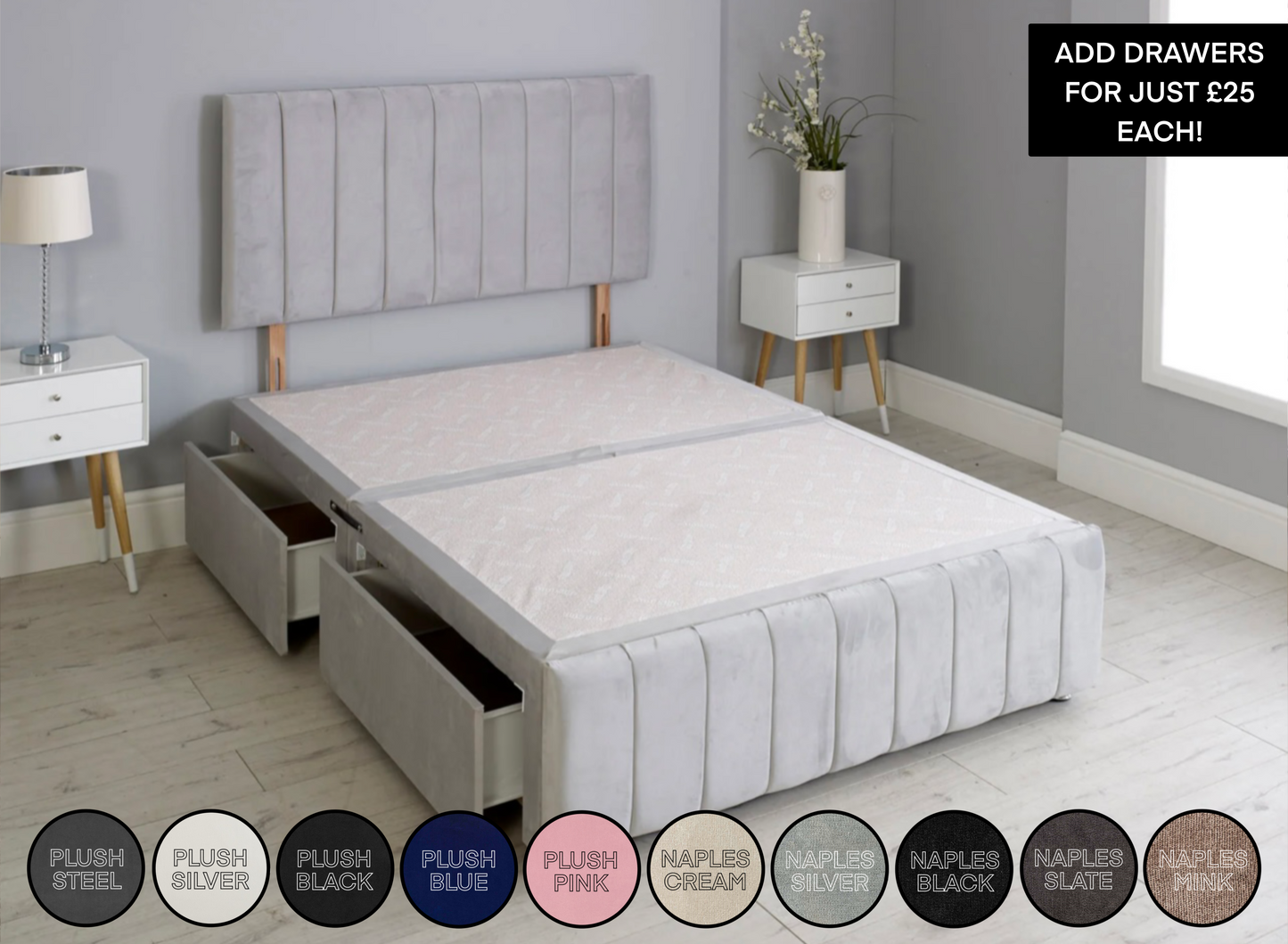 Stripe Divan Bed + Headboard & Footboard