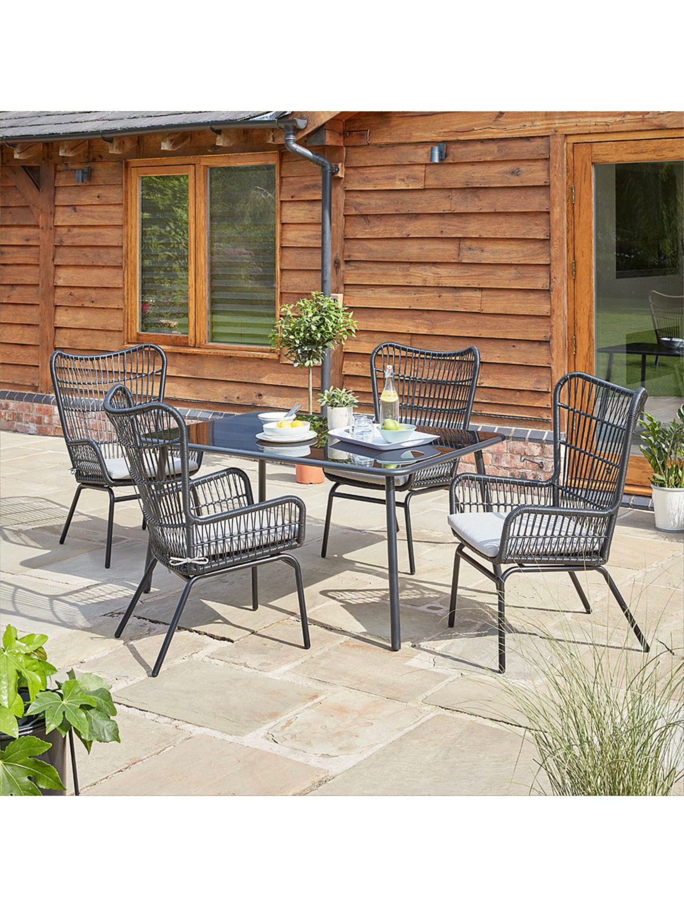 Arizona Black Rectangular Dining Set - 5 Piece