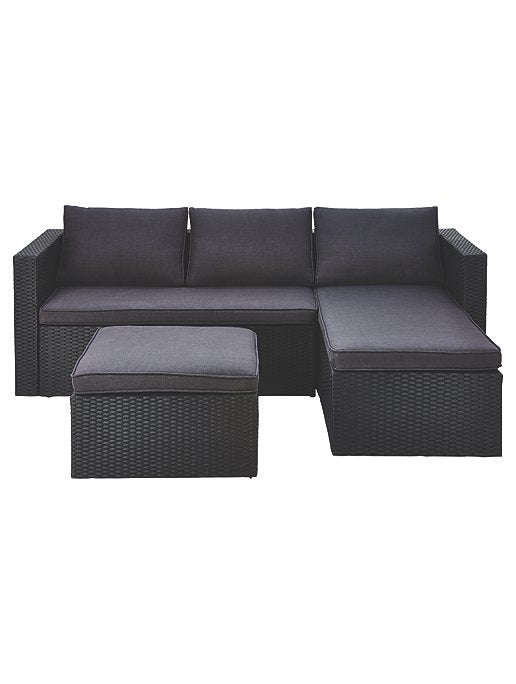 Orlando Black Garden Chaise and Footstool