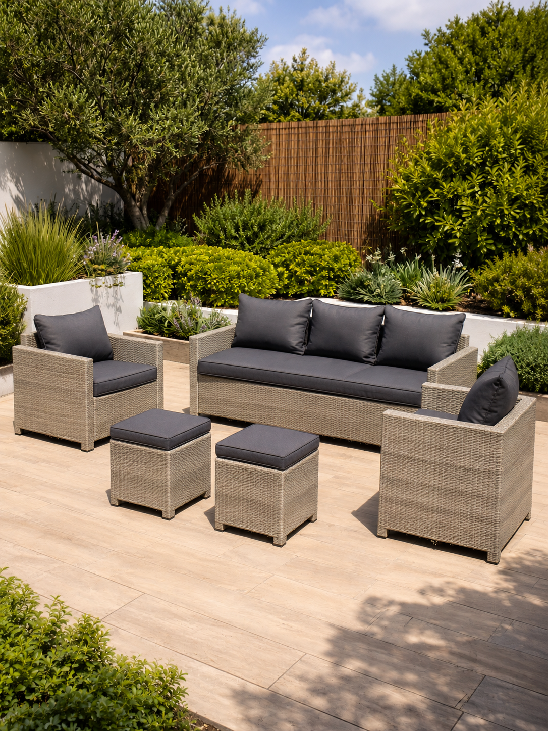 Jakarta Grey 6 Piece Garden Sofa Dining Set