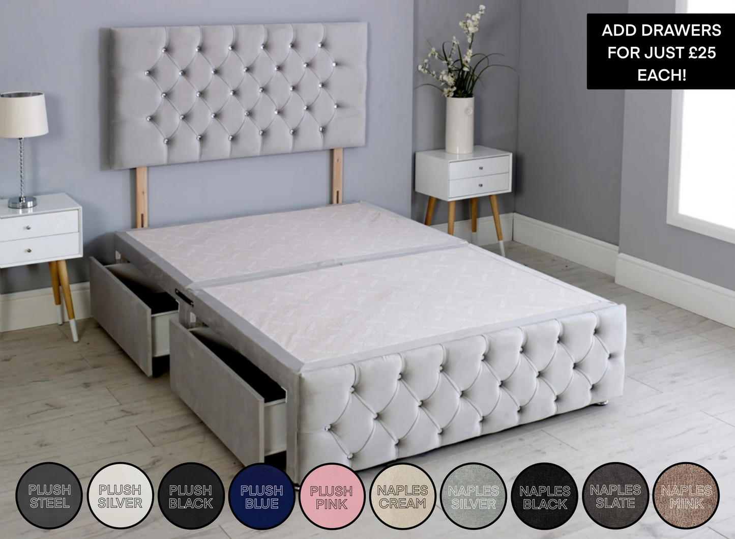 Princess Divan Bed + Headboard & Footboard