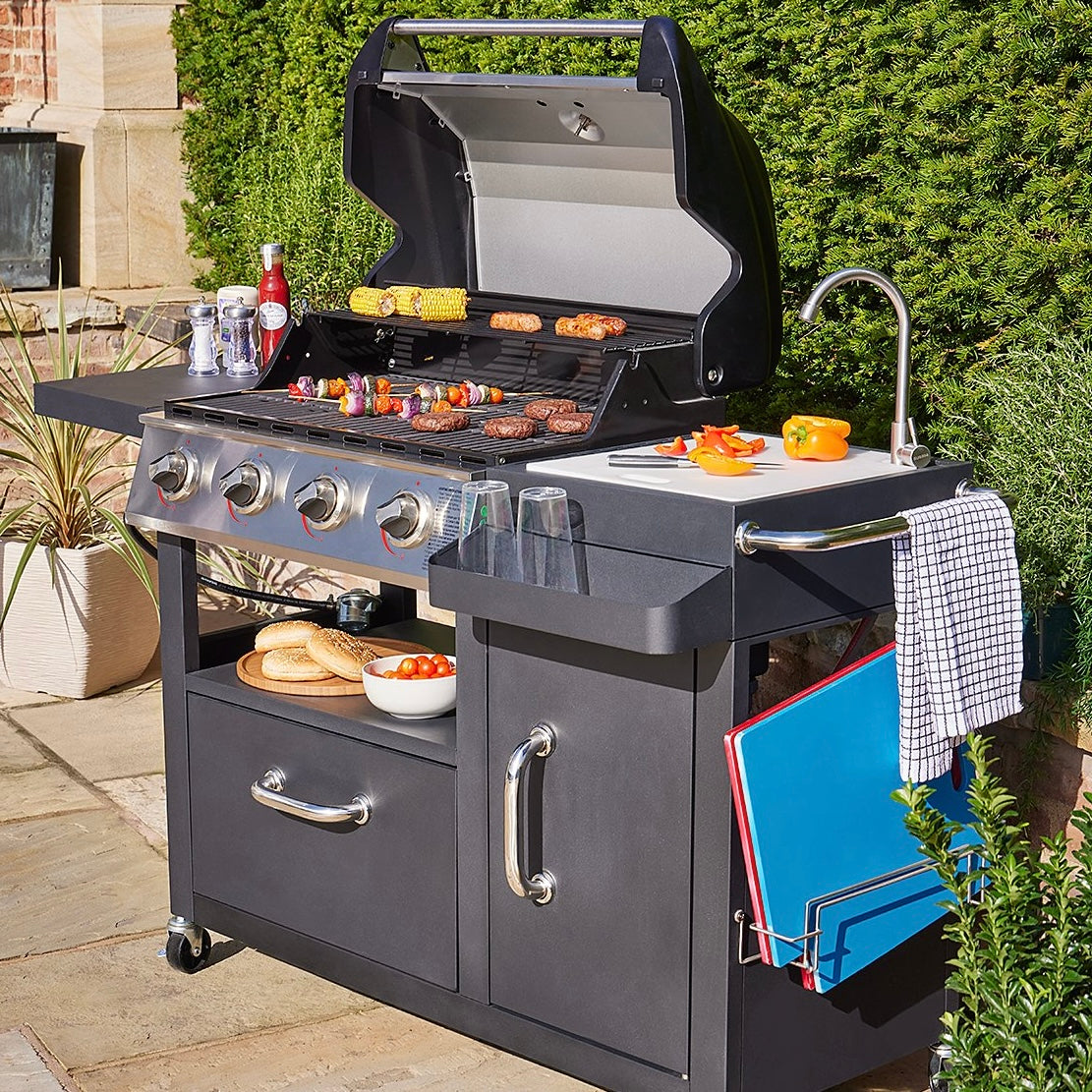 Uniflame 4 Burner Gas BBQ with Kitchen Unit