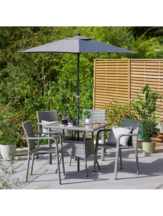Grey Rattan 6-piece Patio Set