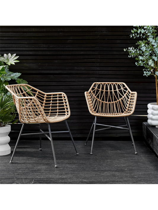 Natural Rattan Dining Chairs - Set of 2
