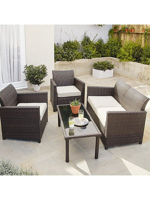 Brown Outdoor Sofa Set 4 Piece