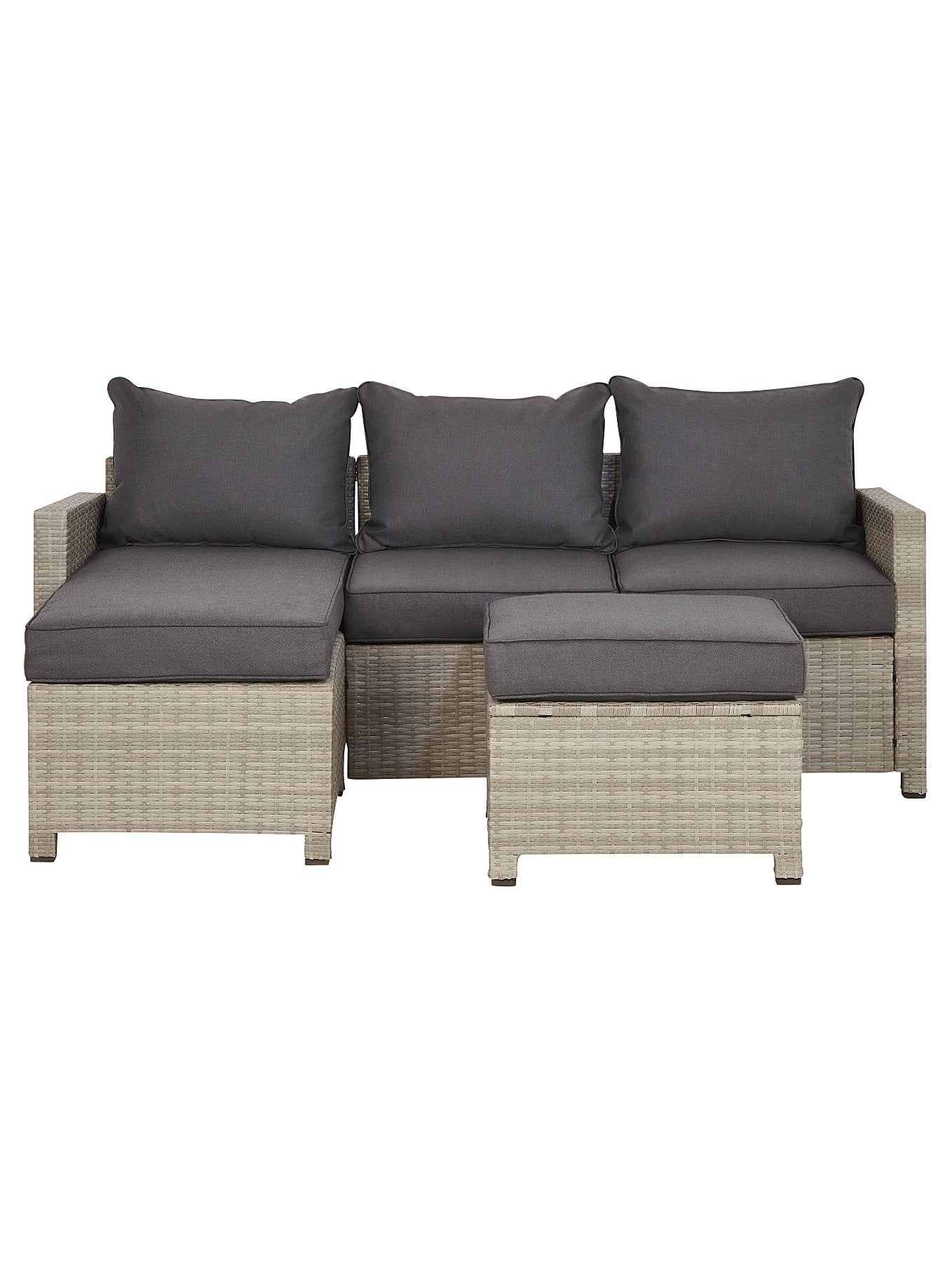 Charcoal Garden Chaise and Footstool Set