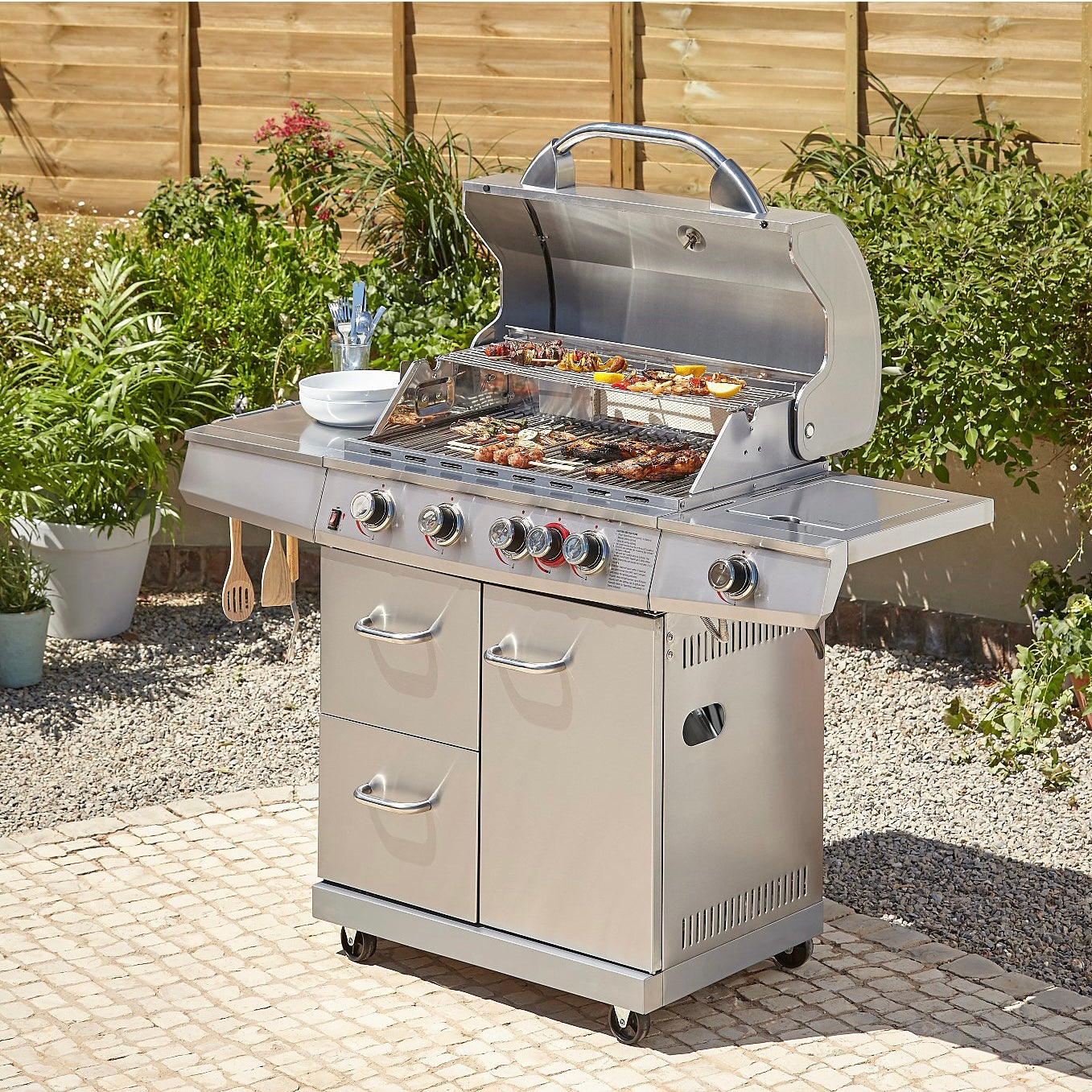 Uniflame Select 5 Burner and Side and Rotisserie Gas Grill