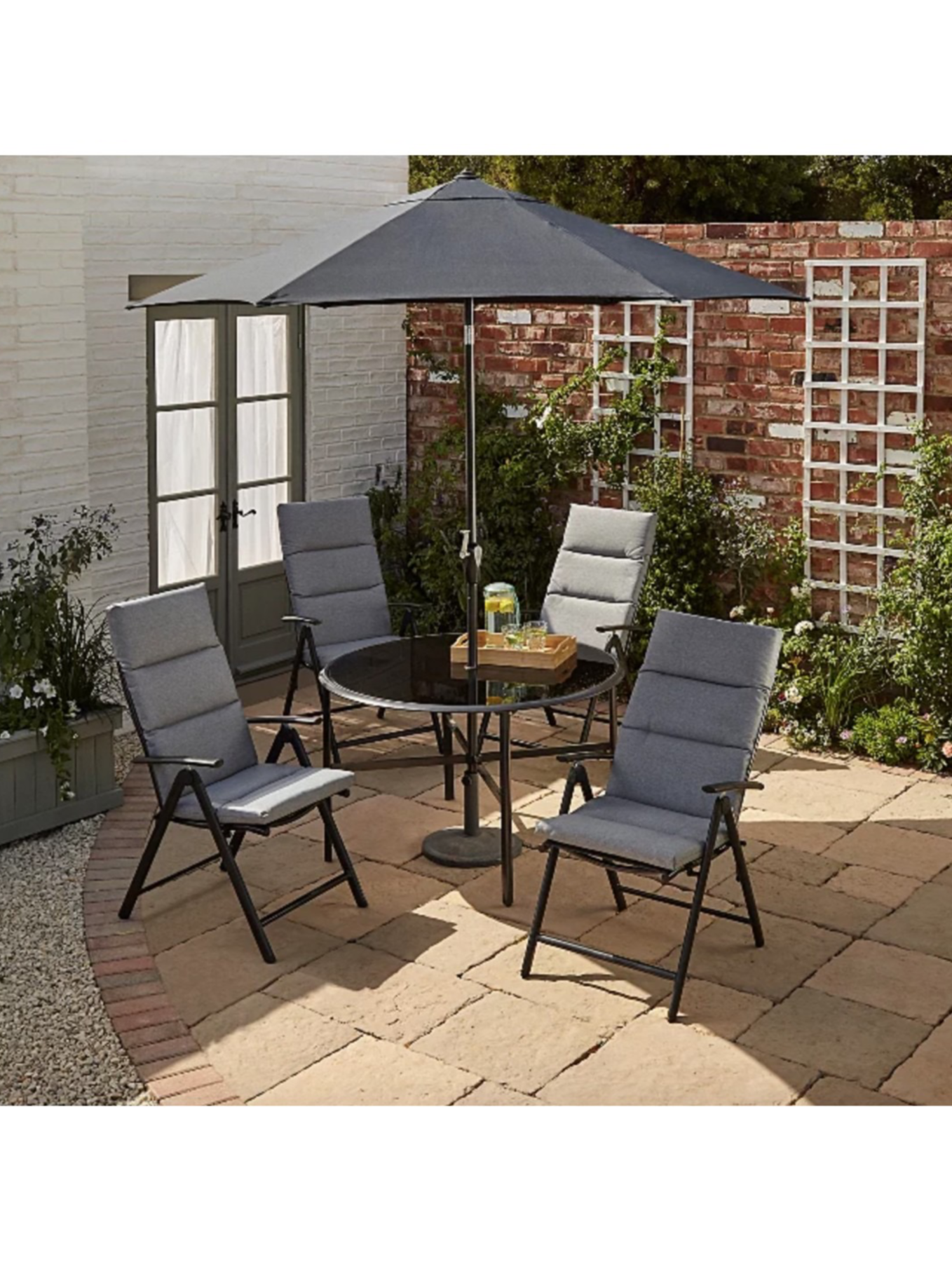 Reclining 6 Piece Patio Set - Charcoal