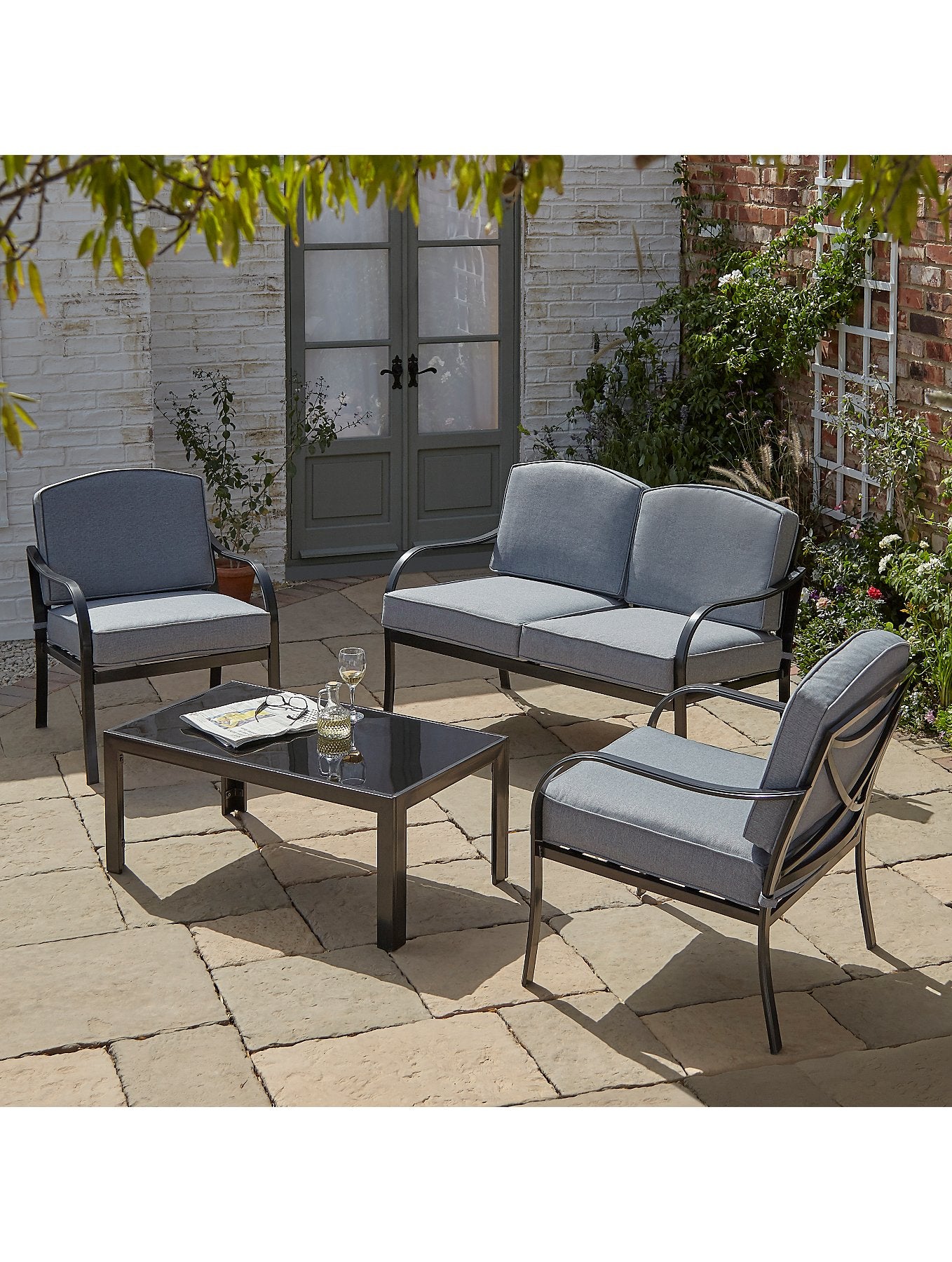 4 Piece Garden Sofa Set - Charcoal