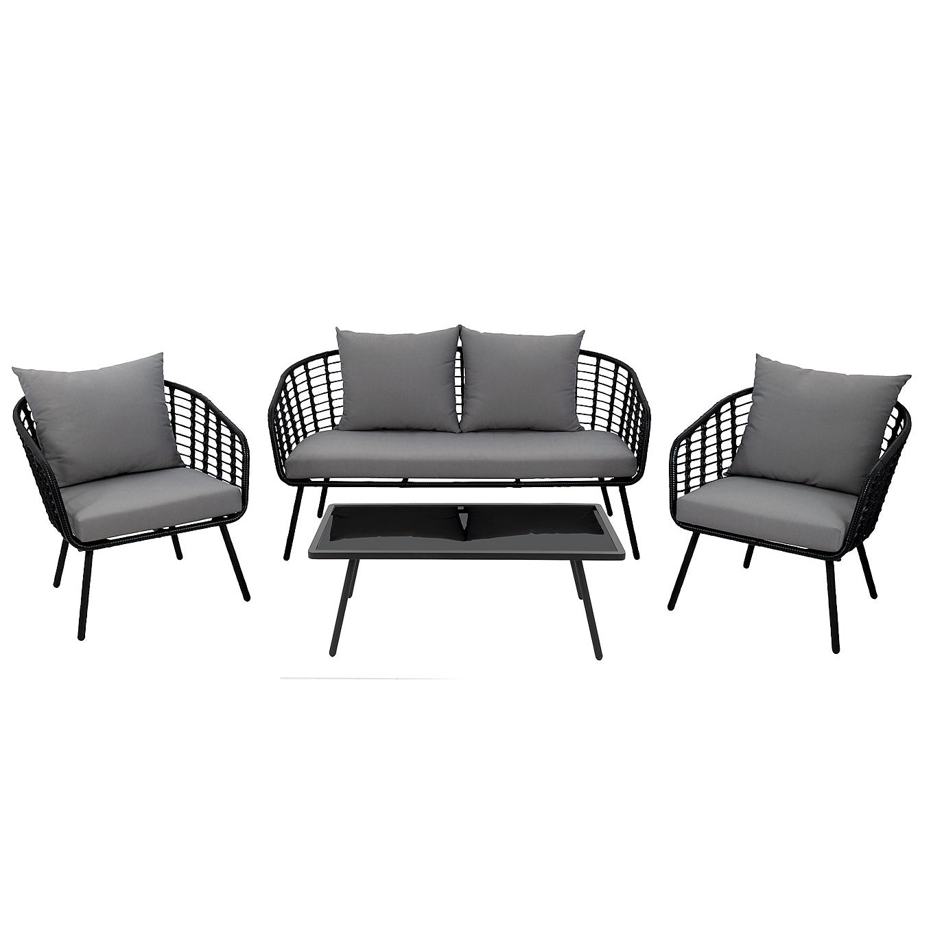 Black 4 Piece Sofa Set