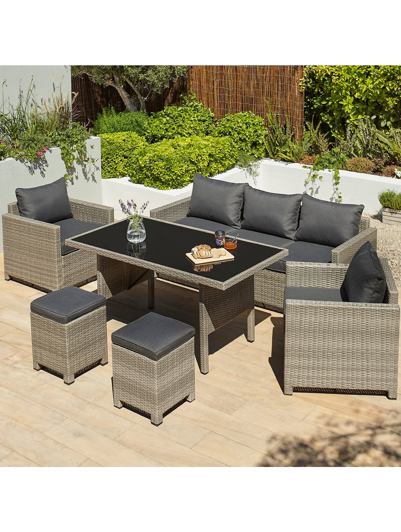 Charcoal 6 Piece Garden Sofa Dining Set