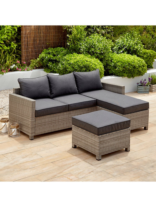 Charcoal Garden Chaise and Footstool Set